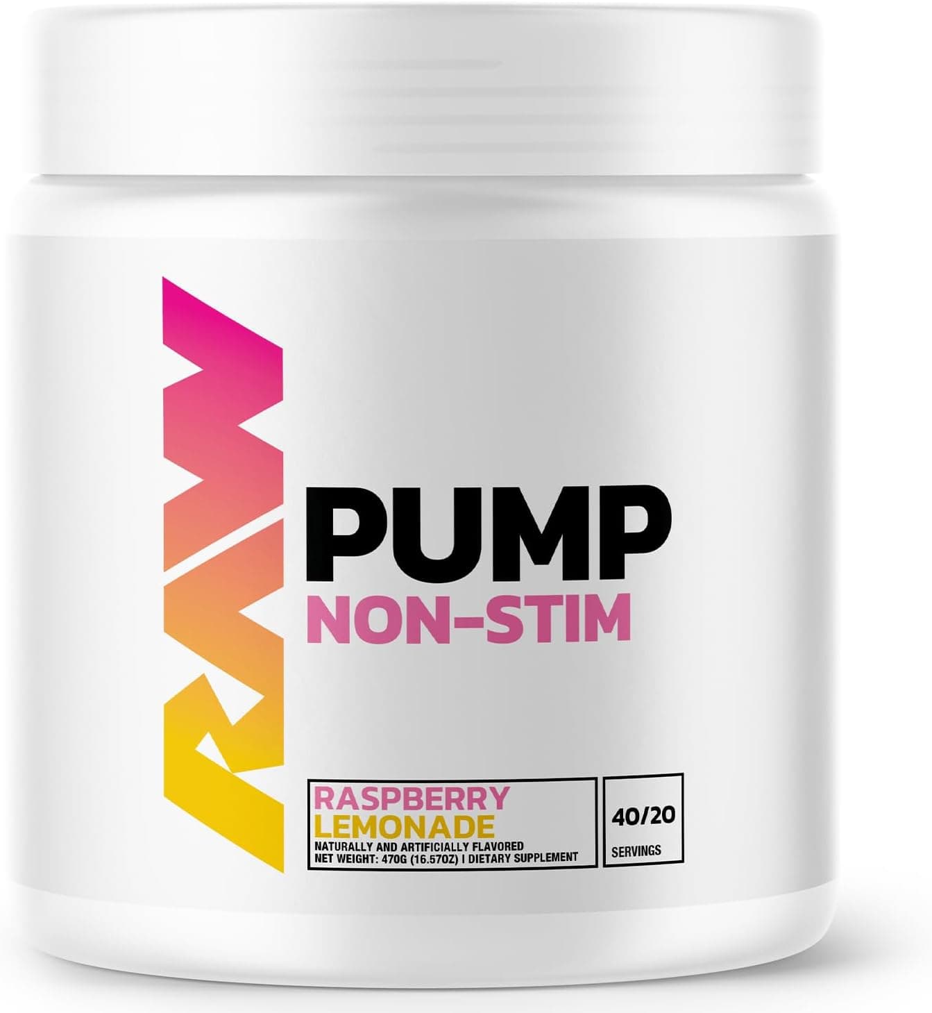 RAW Pump NON-Stim Pre-workout 40 Servings - Strawberry lemonade